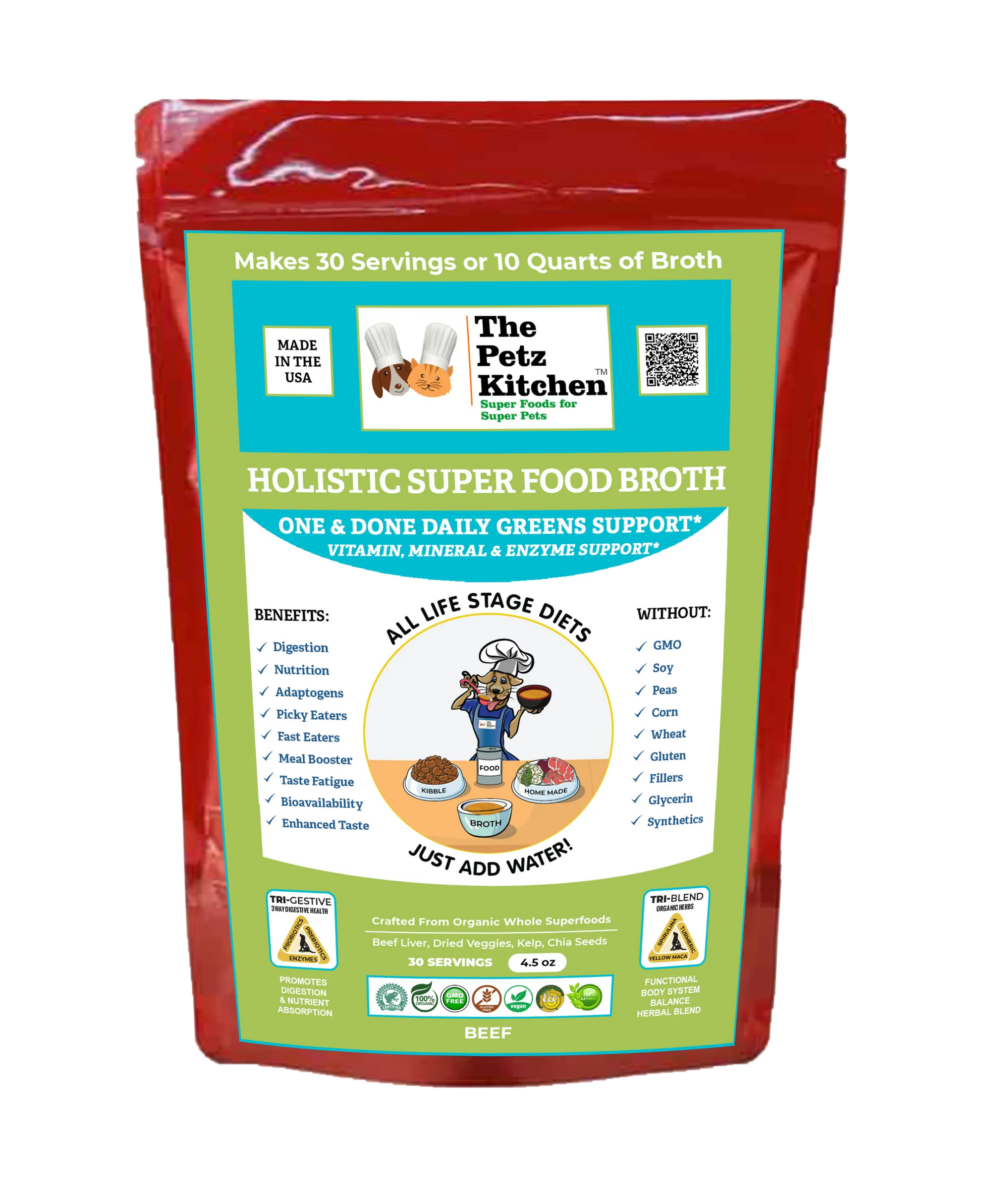 4APAWS™Super Food Broth One & Done* Vitamin, Mineral & Enzyme The Petz Kitchen Dogs Cats