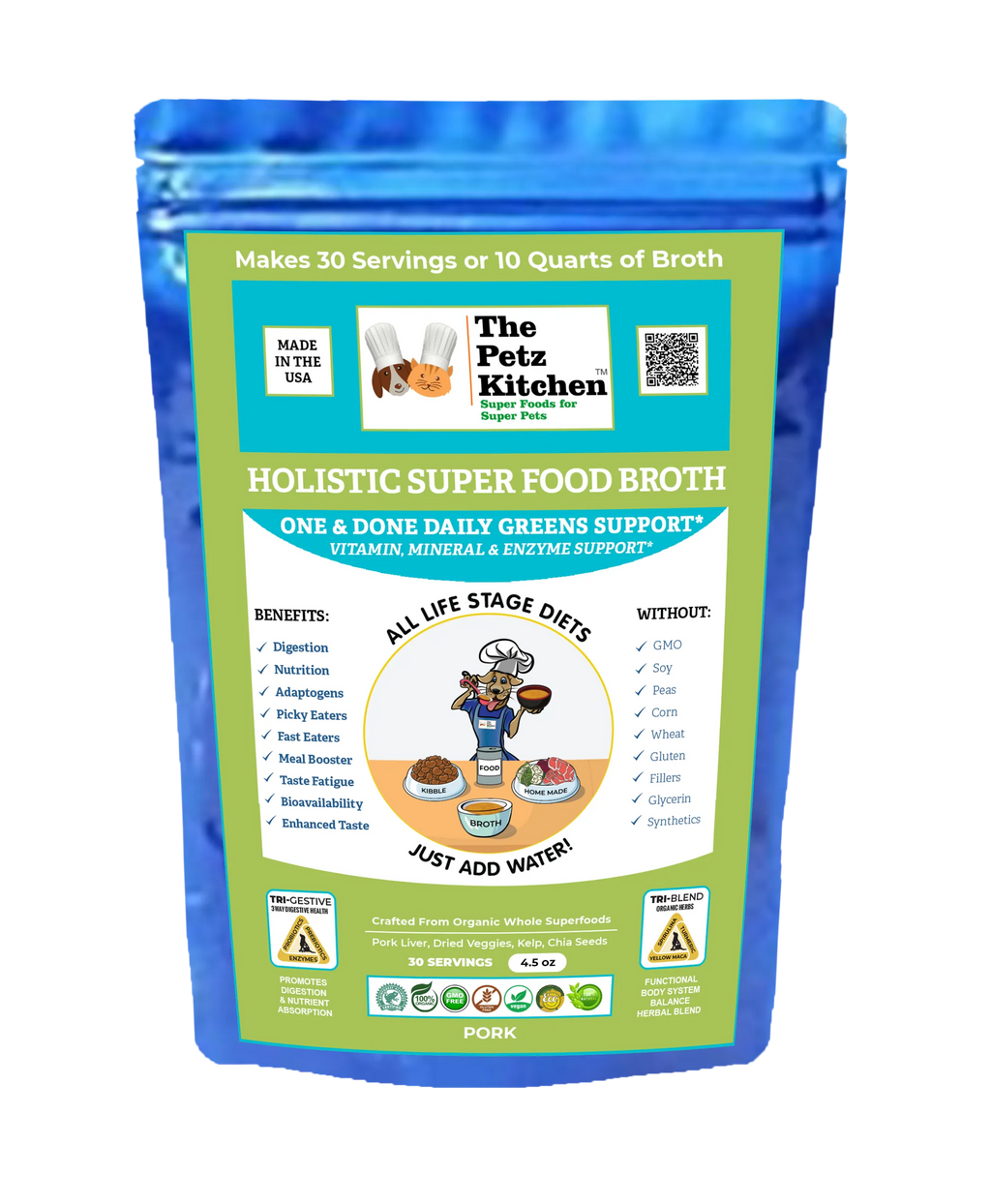 4APAWS™Super Food Broth One & Done* Vitamin, Mineral & Enzyme The Petz Kitchen Dogs Cats