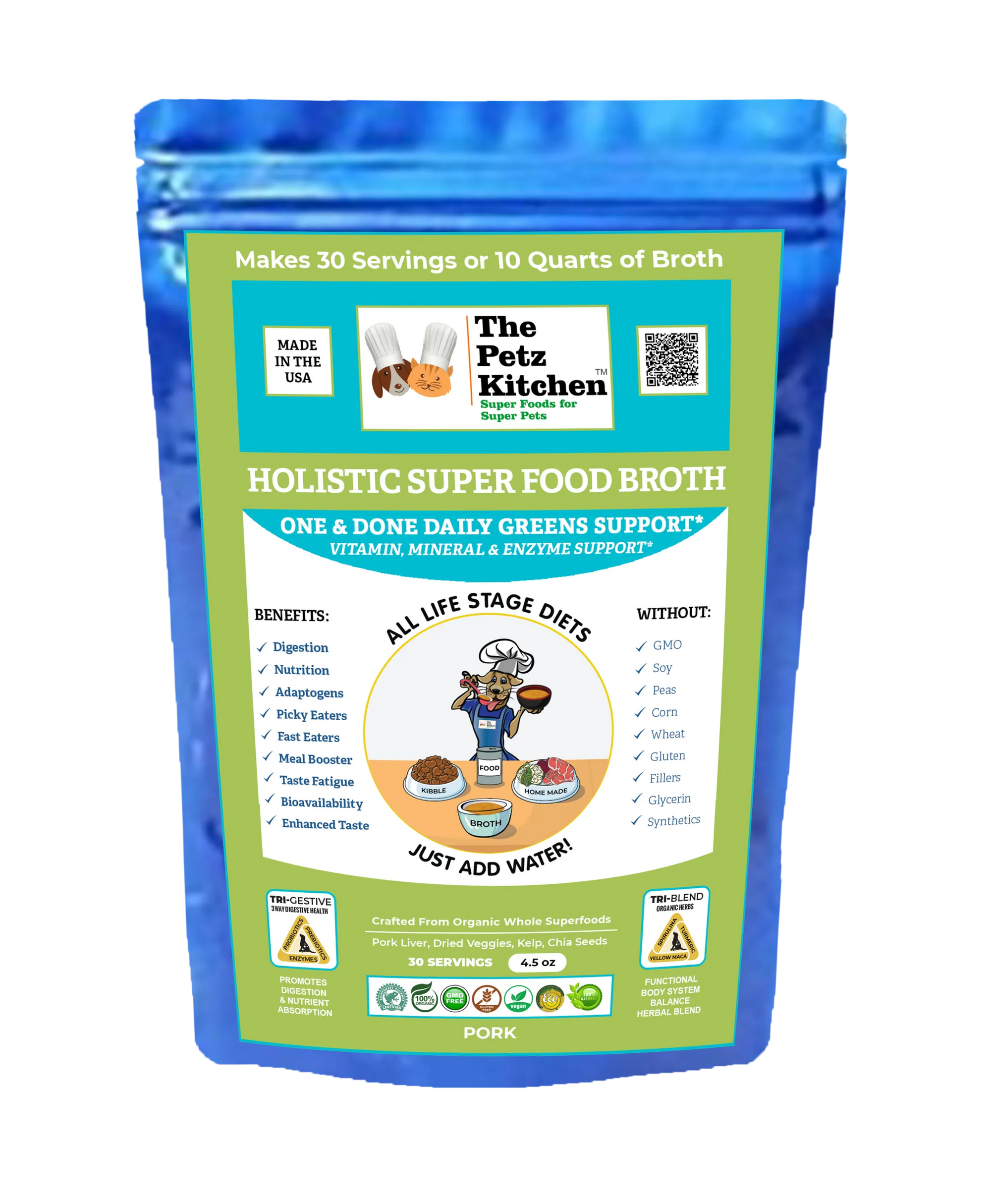 4APAWS™Super Food Broth One & Done* Vitamin, Mineral & Enzyme The Petz Kitchen Dogs Cats