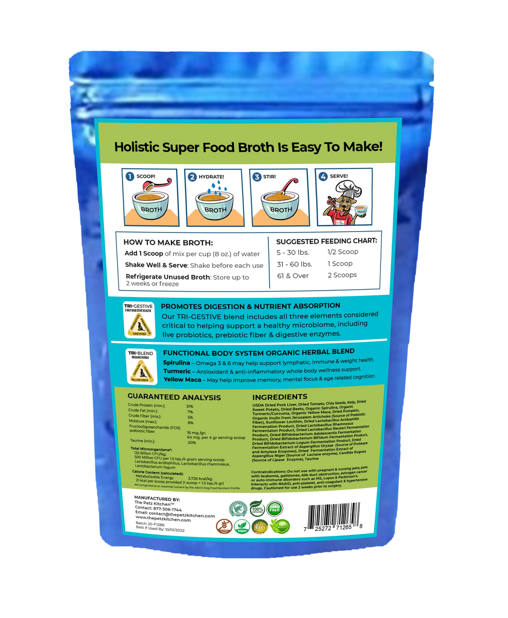 4APAWS™Super Food Broth One & Done* Vitamin, Mineral & Enzyme The Petz Kitchen Dogs Cats