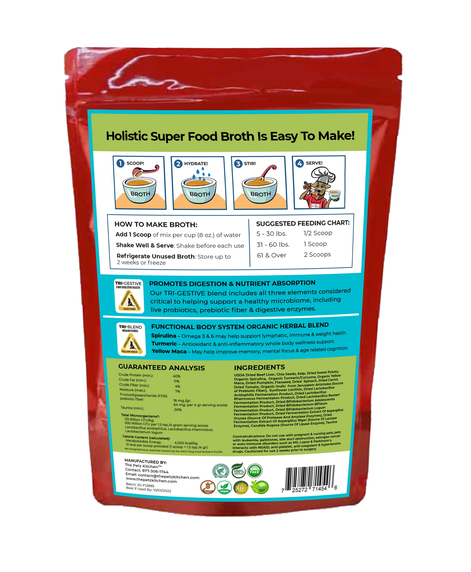 4APAWS™Super Food Broth One & Done* Vitamin, Mineral & Enzyme The Petz Kitchen Dogs Cats