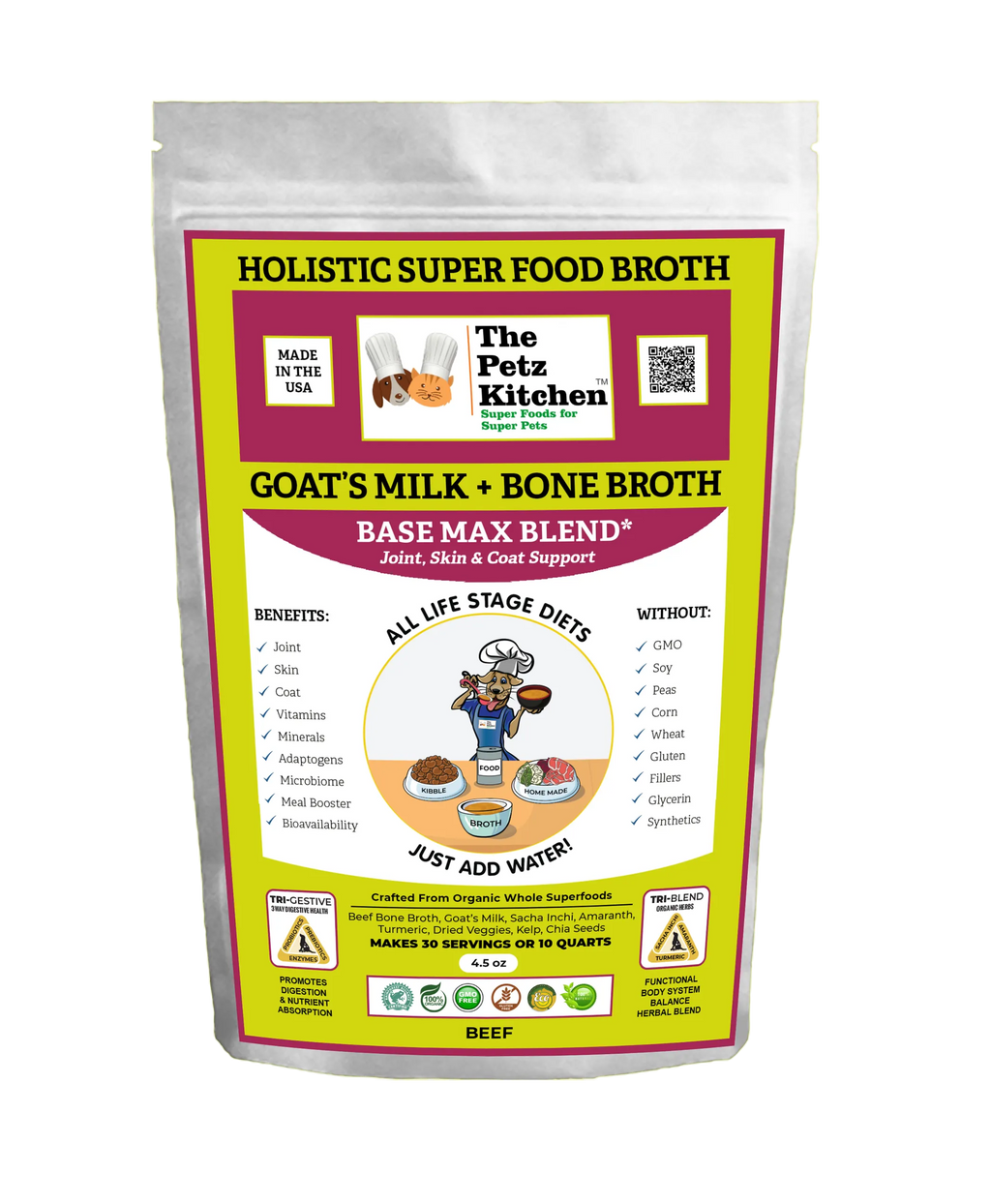 4APAWS™Goats Milk + Bone Broth Base Max* Joint, Skin & Coat Support Broth* The Petz Kitchen Dog & Cat