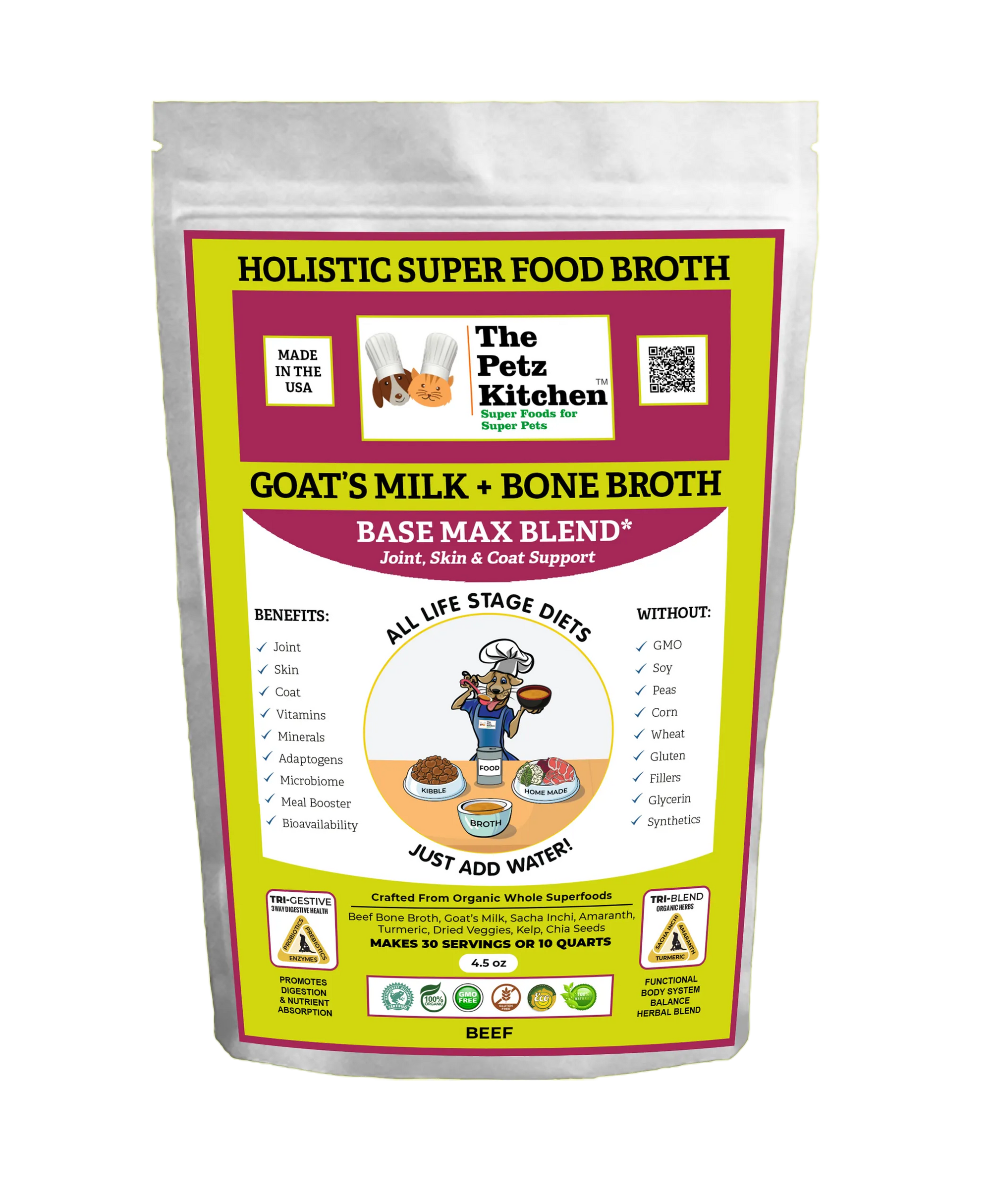 4APAWS™Goats Milk + Bone Broth Base Max* Joint, Skin & Coat Support Broth* The Petz Kitchen Dog & Cat