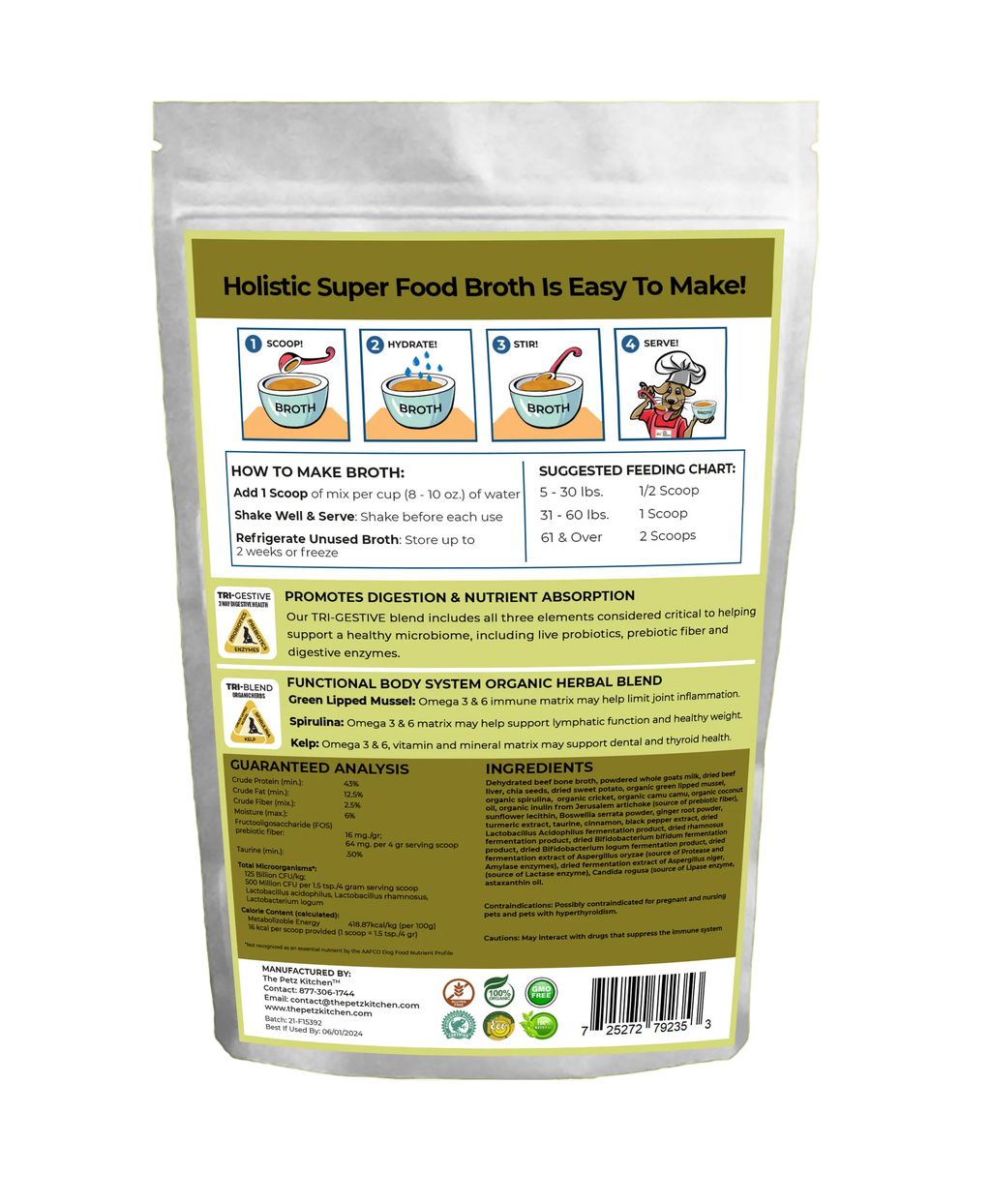 4APAWS™Goats Milk + Bone Broth Green Max Blend* Omega 3 & 6 Vitamin & Mineral Support* The Petz Kitchen Dog & Cat