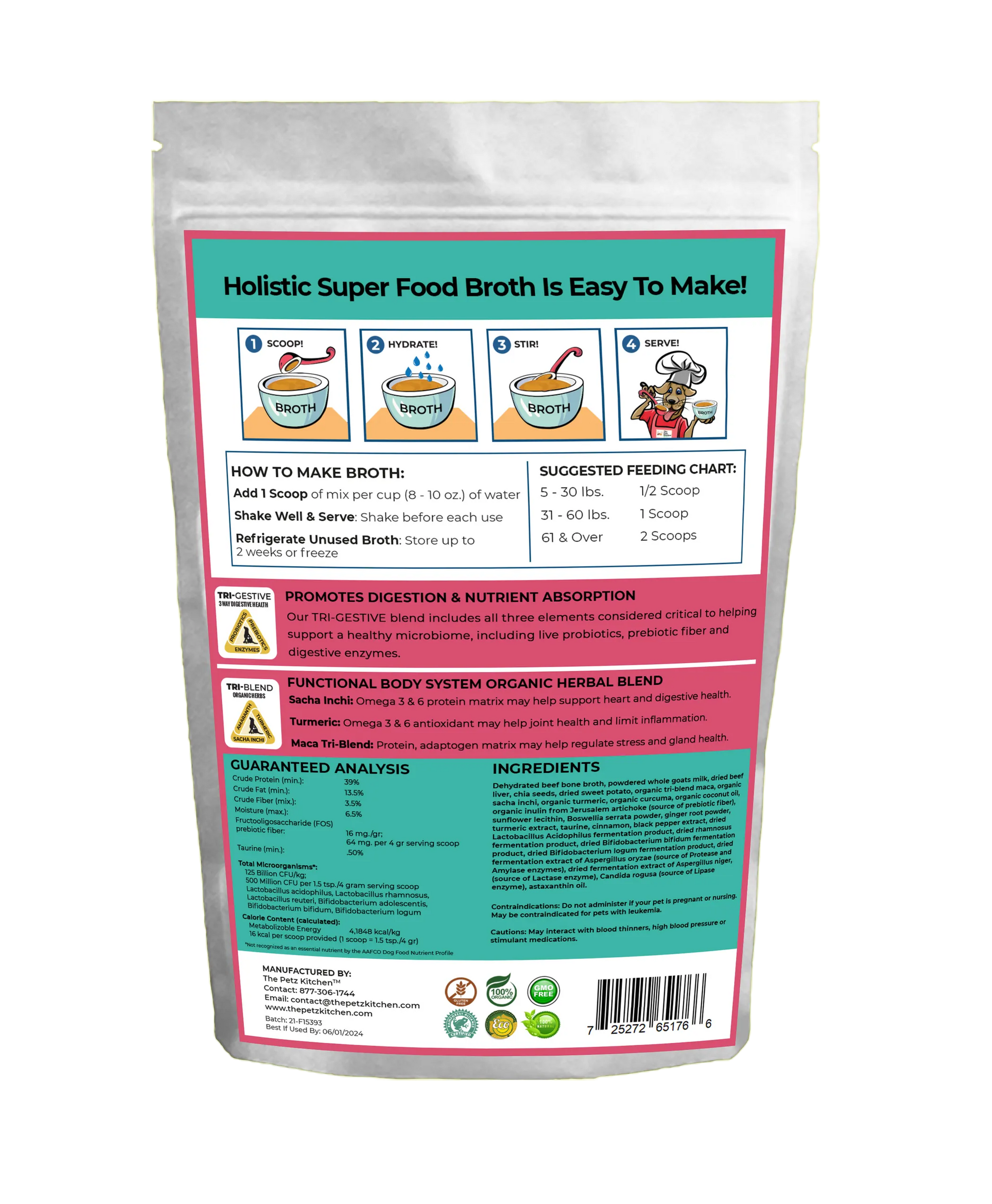 4APAWS™Goats Milk & Bone Broth Protein Max Blend* Stress, Gland, Joint & Immune Support* The Petz Kitchen  Broth
