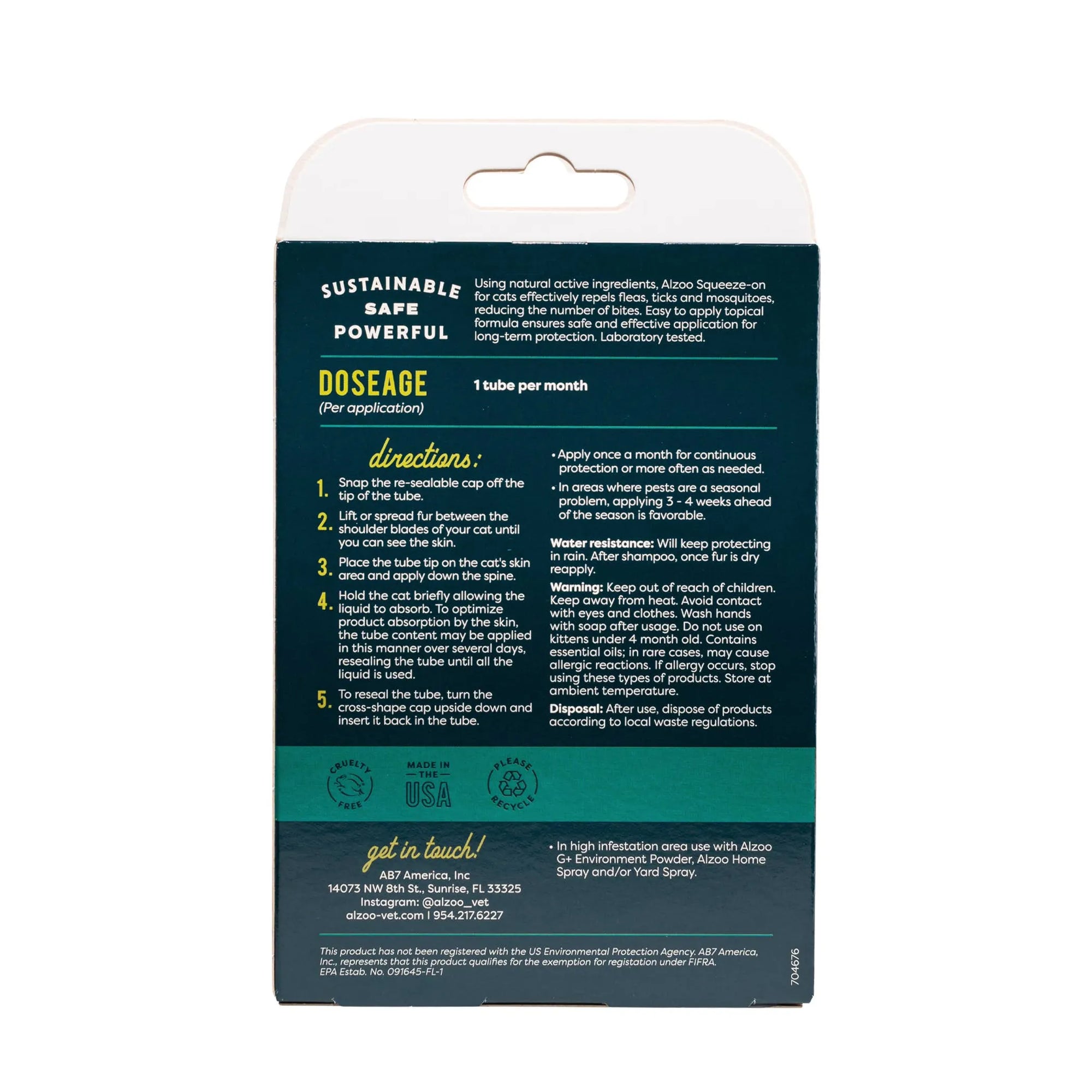 4APAWS™ALZOO Plant-Based Flea & Tick Repellent Squeeze-On Cat