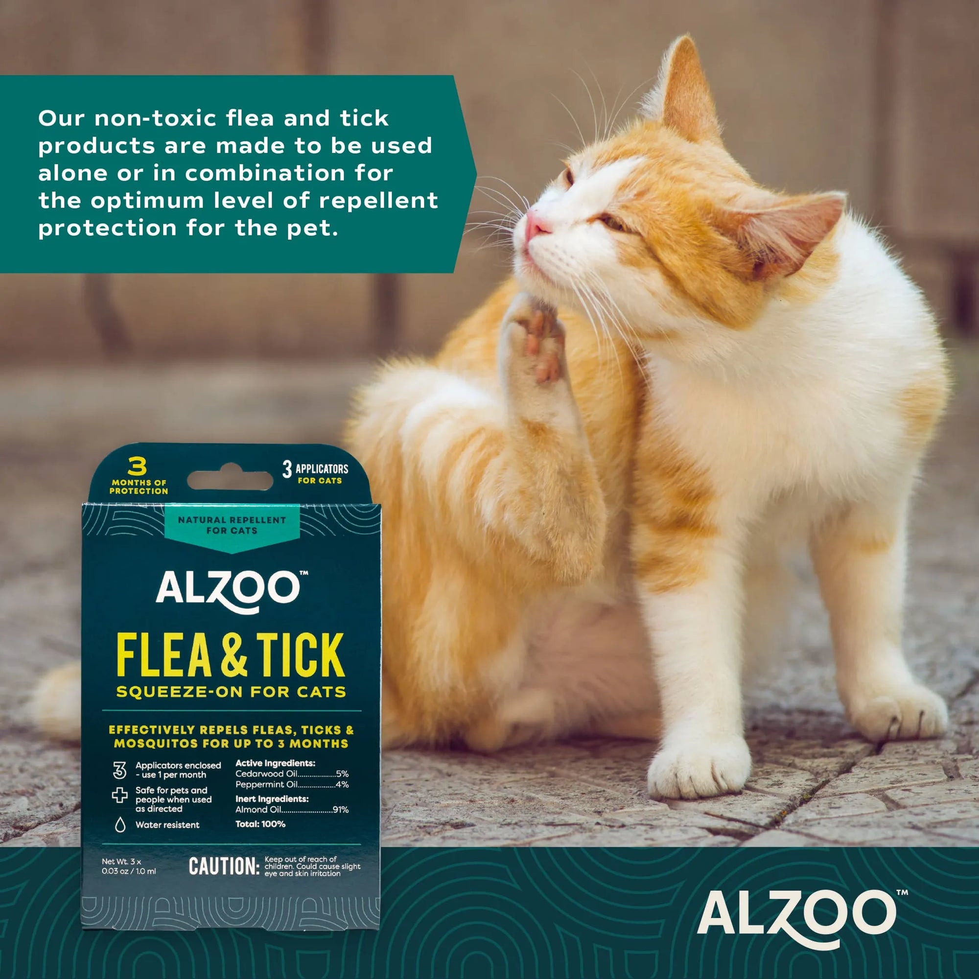 4APAWS™ALZOO Plant-Based Flea & Tick Repellent Squeeze-On Cat