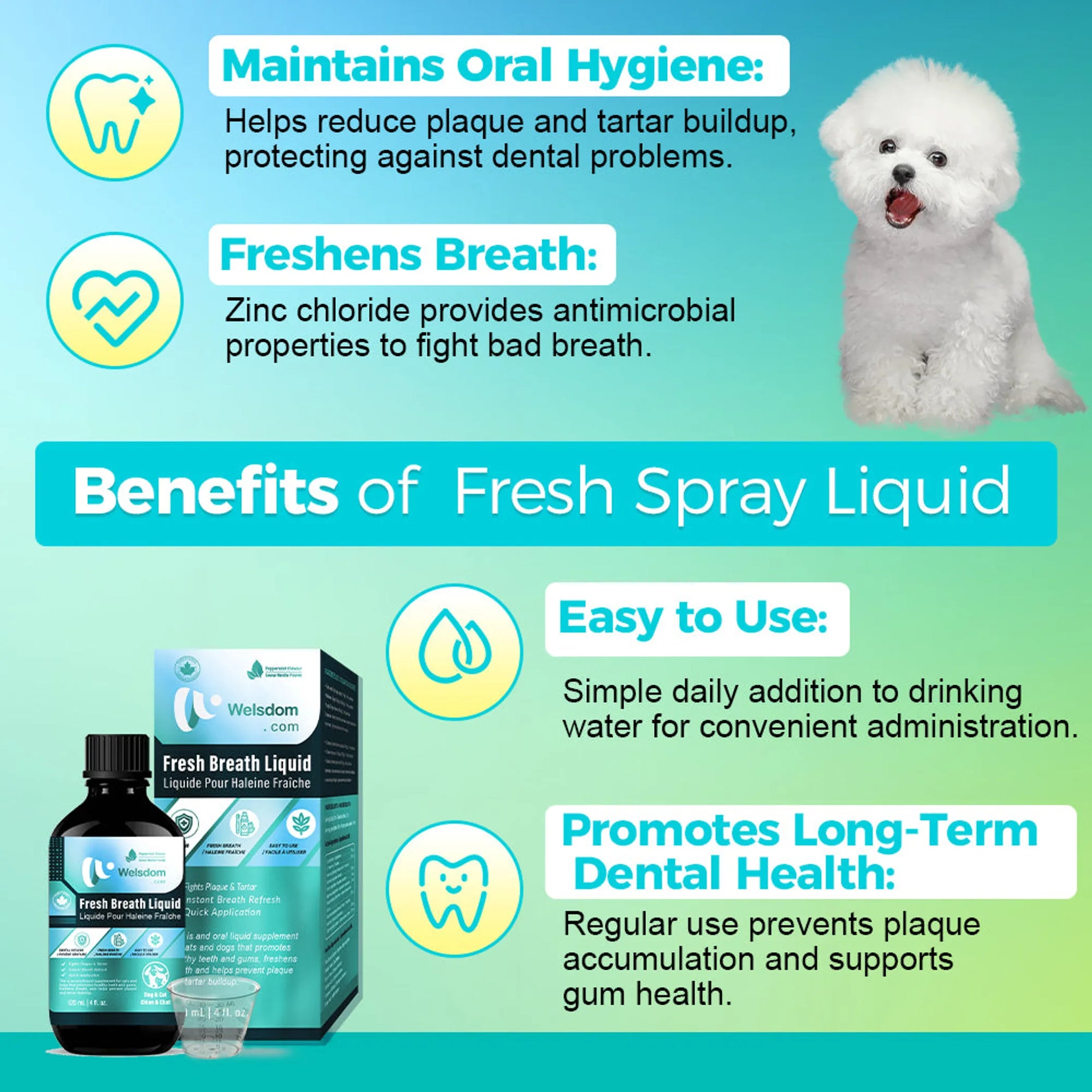 4APAWS™Fresh Breath Liquid Canadian Dental Water Additive (120mL)