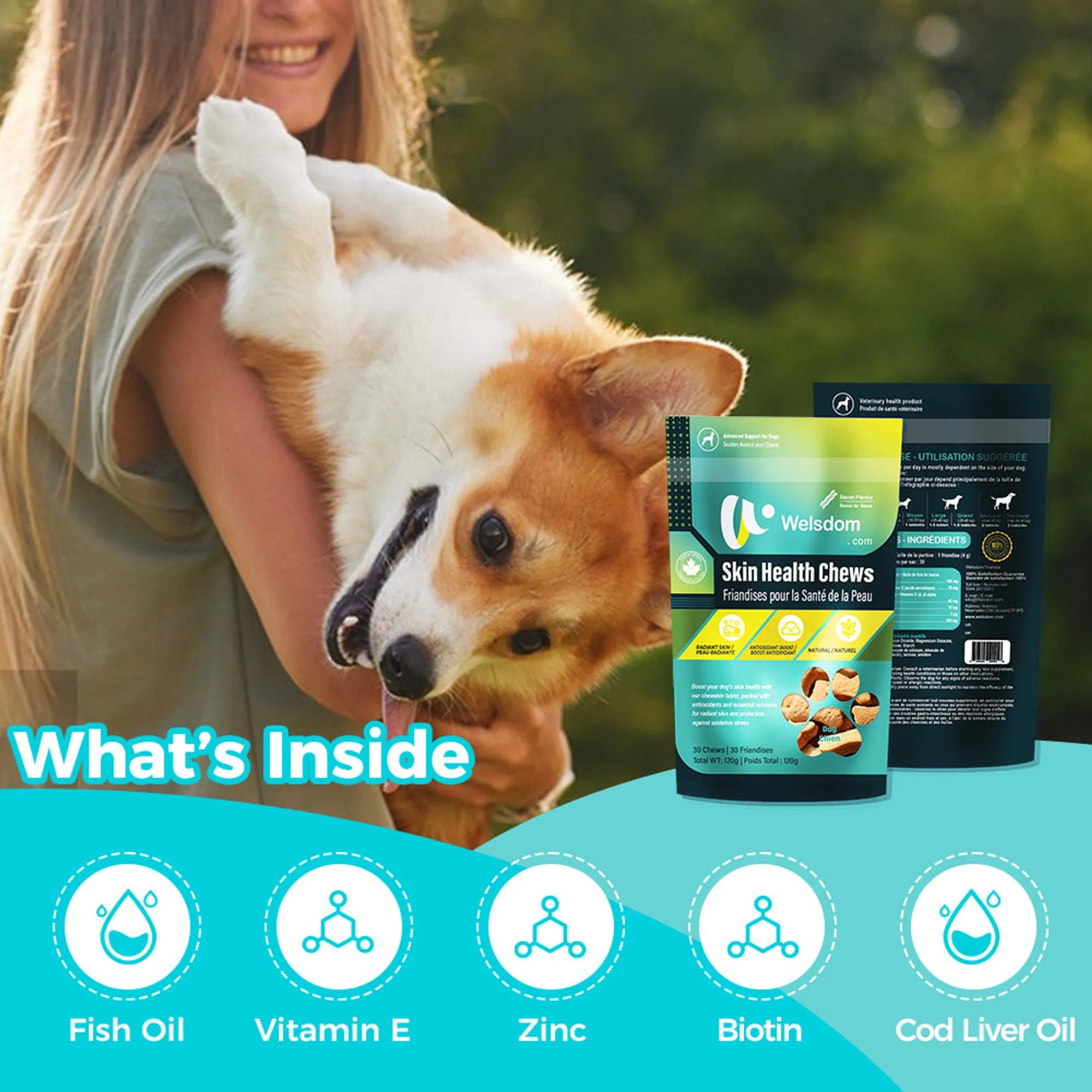 4APAWS™Skin Health Chews for Dogs Omega-3 & Antioxidant Support (30 Soft Chews)